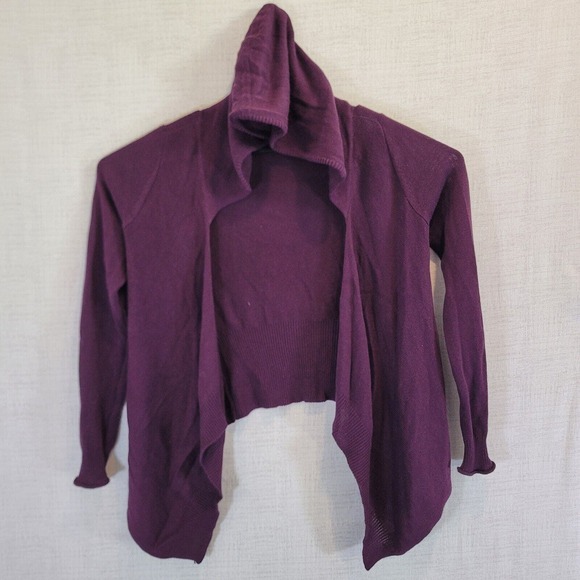 Express Hooded Waterfall Open Cardigan Sweater Womens Medium Purple Long Sleeve - Picture 1 of 8